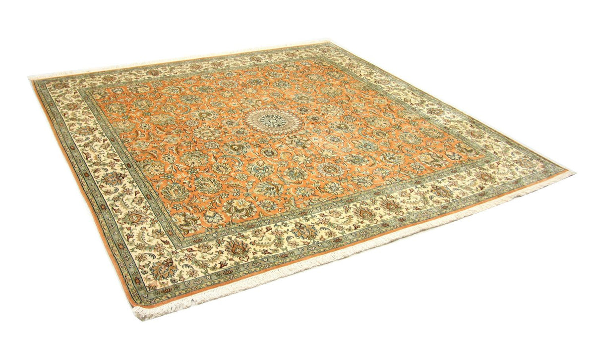 Zijden tapijt - Kashmir Silk vierkant  - 216 x 211 cm - oranje