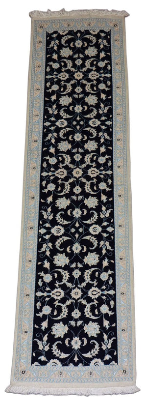 Loper Perzisch tapijt - Nain - 300 x 84 cm - donkerblauw
