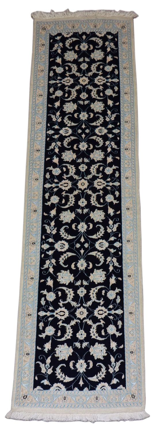 Loper Perzisch tapijt - Nain - 300 x 84 cm - donkerblauw