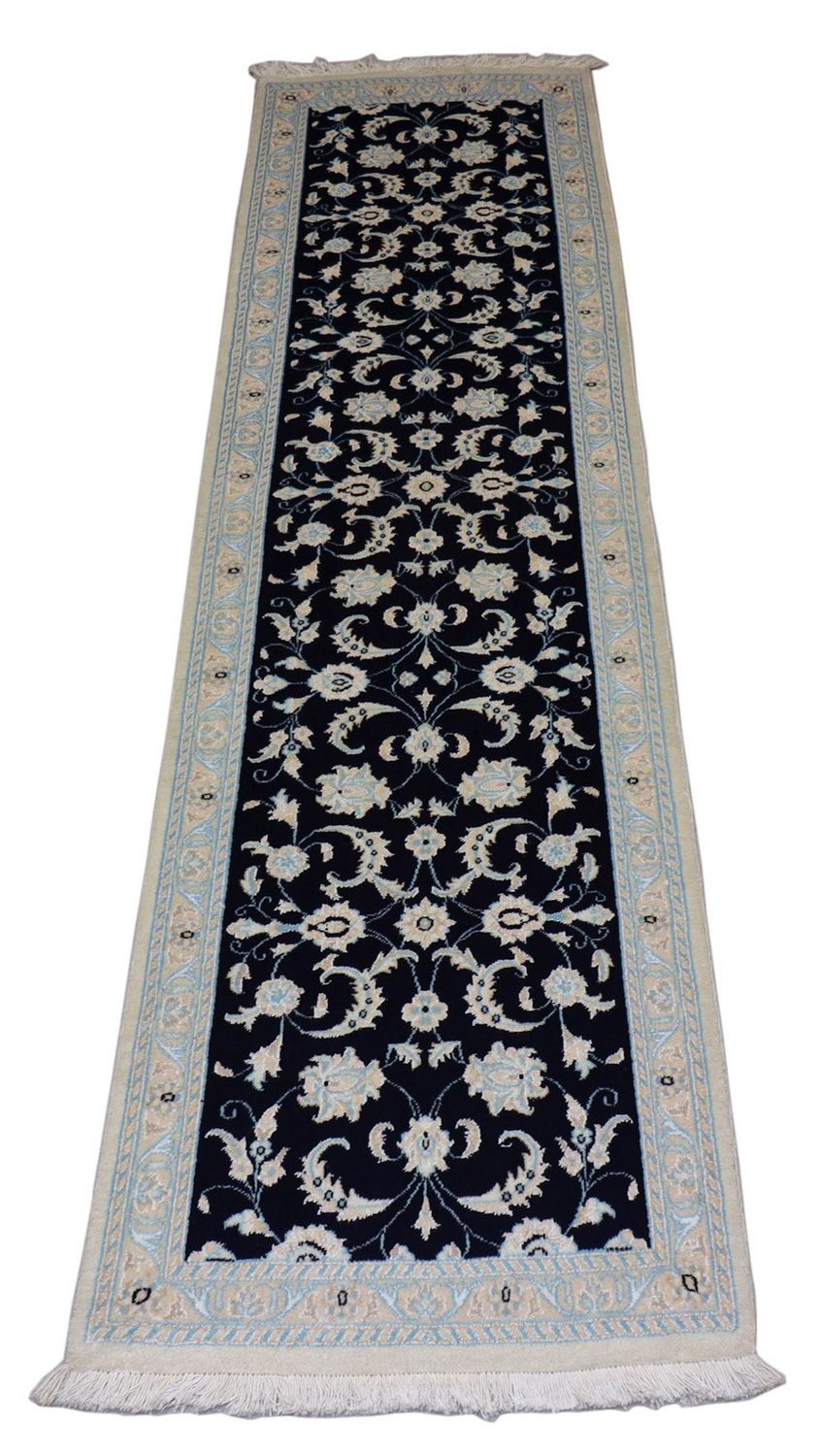 Loper Perzisch tapijt - Nain - 300 x 84 cm - donkerblauw