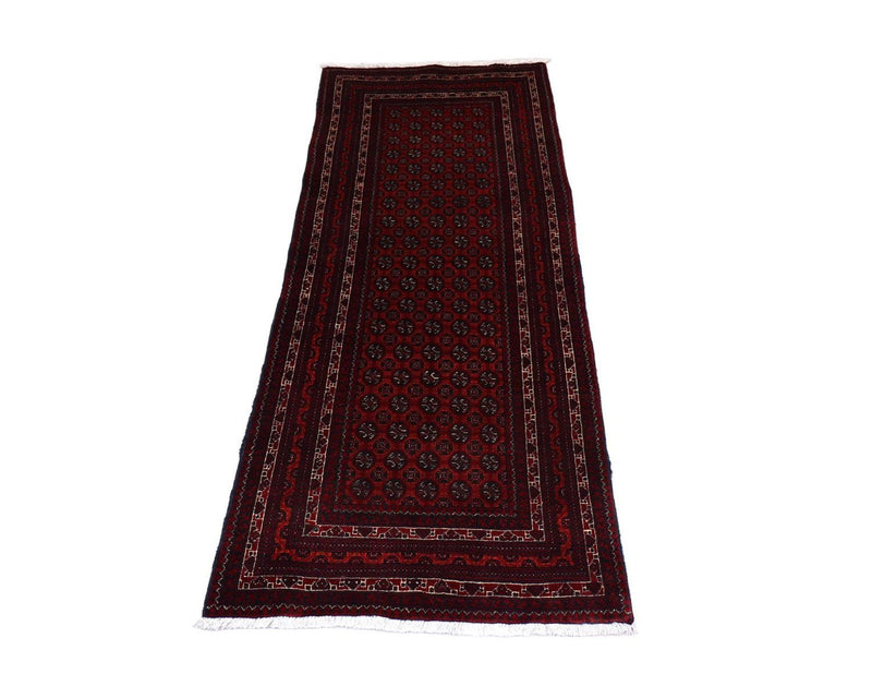 Loper Afghaans tapijt - 196 x 79 cm - donkerrood