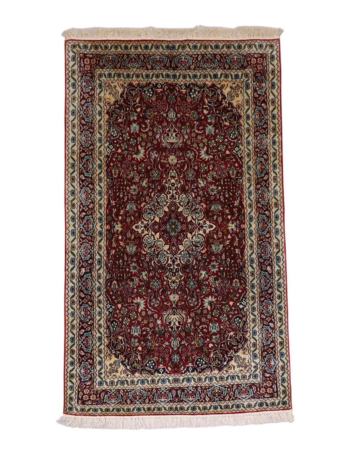 Zijden tapijt - Kashmir Silk - 150 x 90 cm - donkerrood