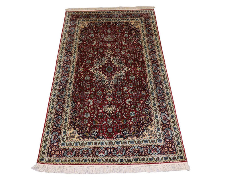 Zijden tapijt - Kashmir Silk - 150 x 90 cm - donkerrood