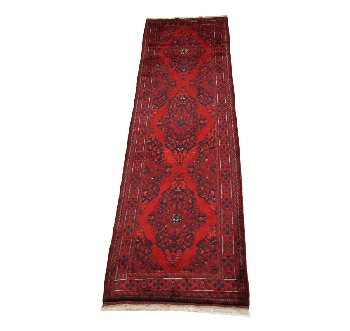 Loper Afghaans tapijt - 287 x 77 cm - rood