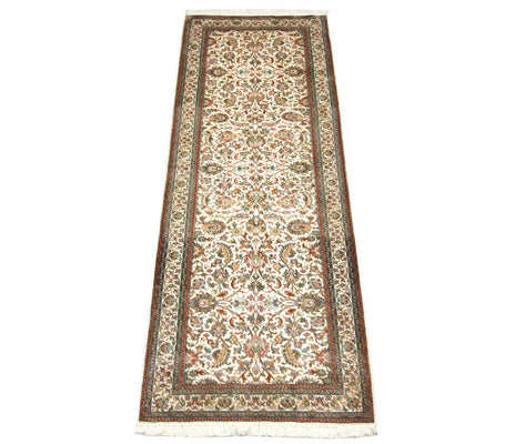 Loper Zijden tapijt - Kashmir Silk - 250 x 80 cm - beige