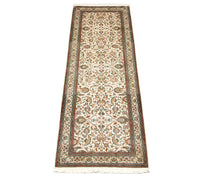 Loper Zijden tapijt - Kashmir Silk - 250 x 80 cm - beige