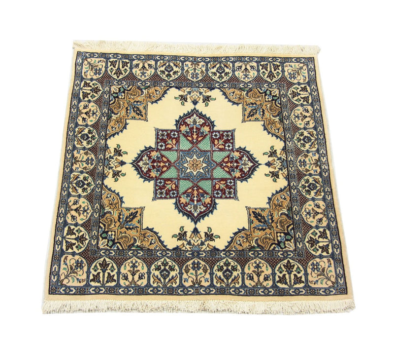 Perzisch tapijt - Nain vierkant  - 105 x 97 cm - natuurlijk wit