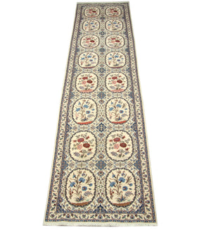 Loper Perzisch tapijt - Nain - Premium - 400 x 96 cm - natuurlijk wit