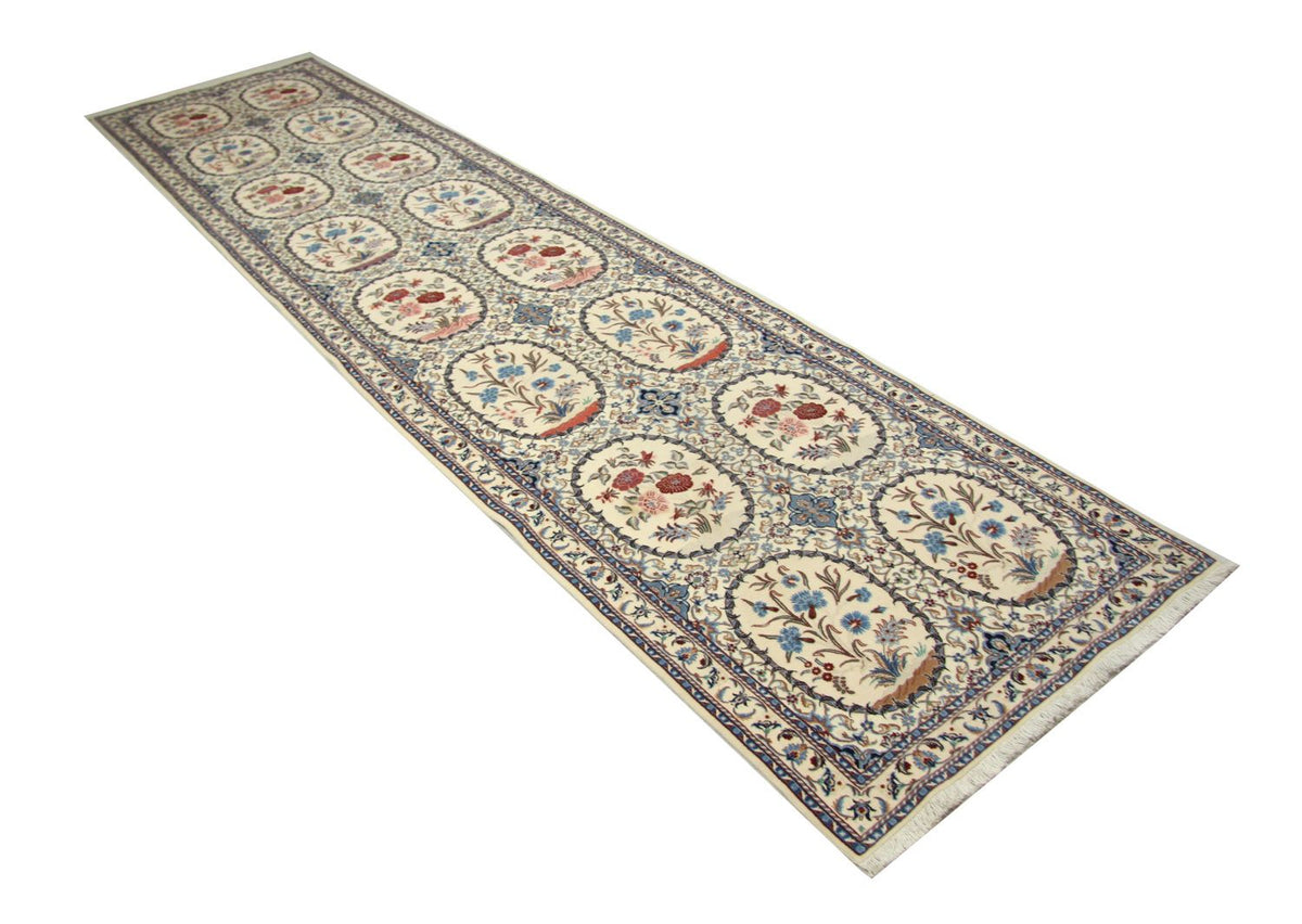 Loper Perzisch tapijt - Nain - Premium - 400 x 96 cm - natuurlijk wit