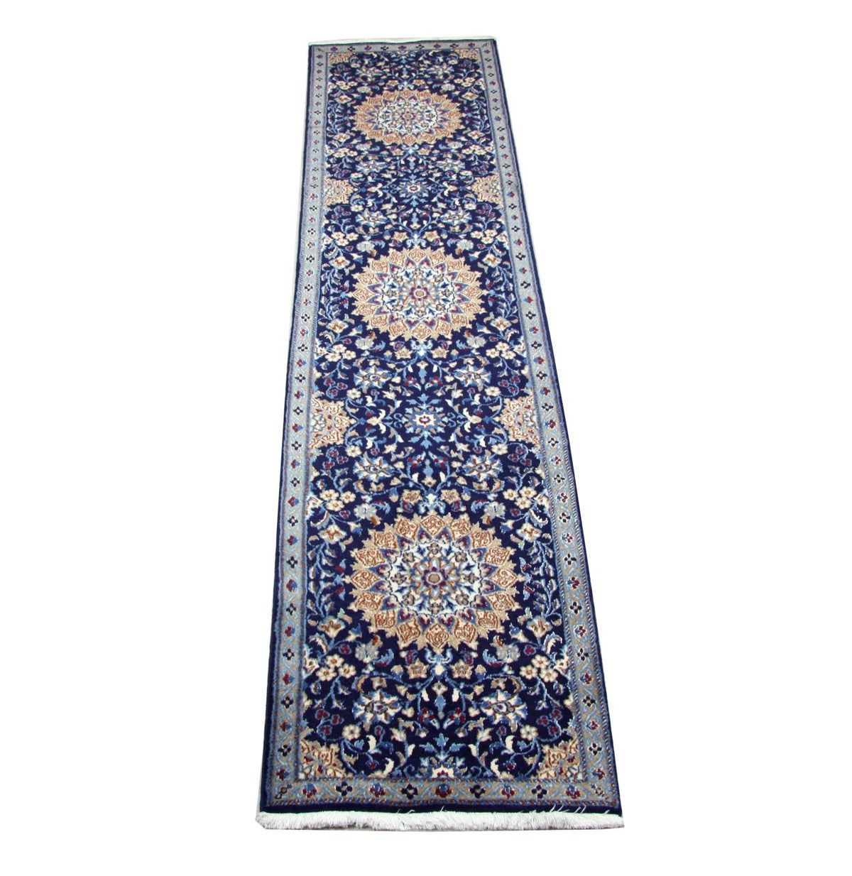 Loper Perzisch tapijt - Nain - 340 x 80 cm - blauw