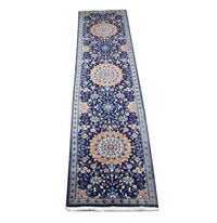 Loper Perzisch tapijt - Nain - 340 x 80 cm - blauw