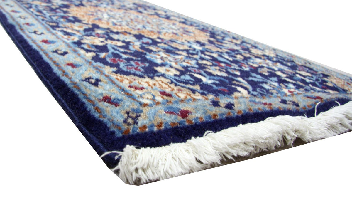 Loper Perzisch tapijt - Nain - 340 x 80 cm - blauw