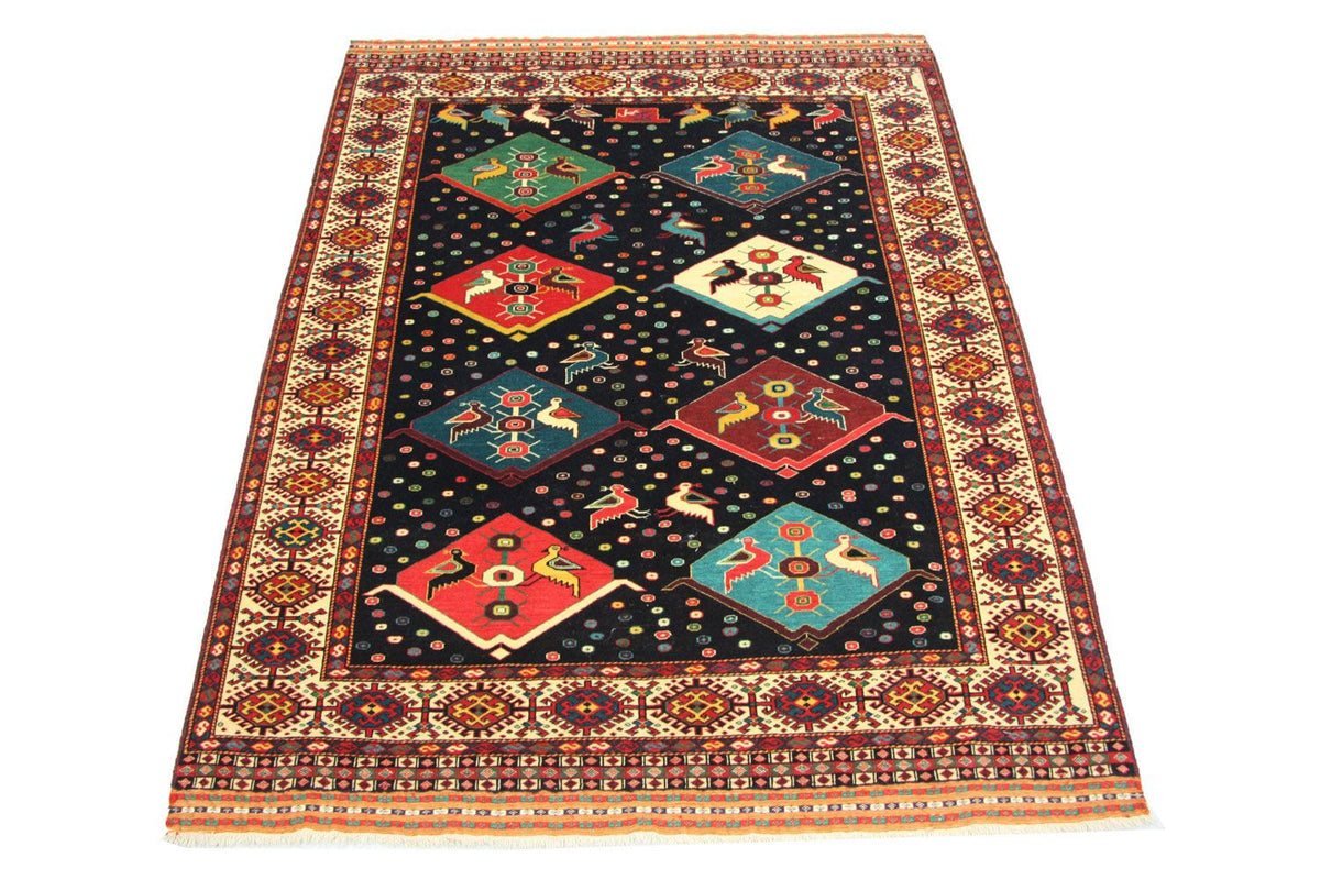 Turkaman tapijt vierkant  - 158 x 132 cm - blauw