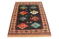 Turkaman tapijt vierkant  - 158 x 132 cm - blauw