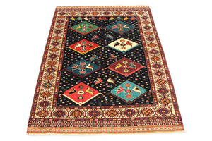 Turkaman tapijt vierkant  - 158 x 132 cm - blauw