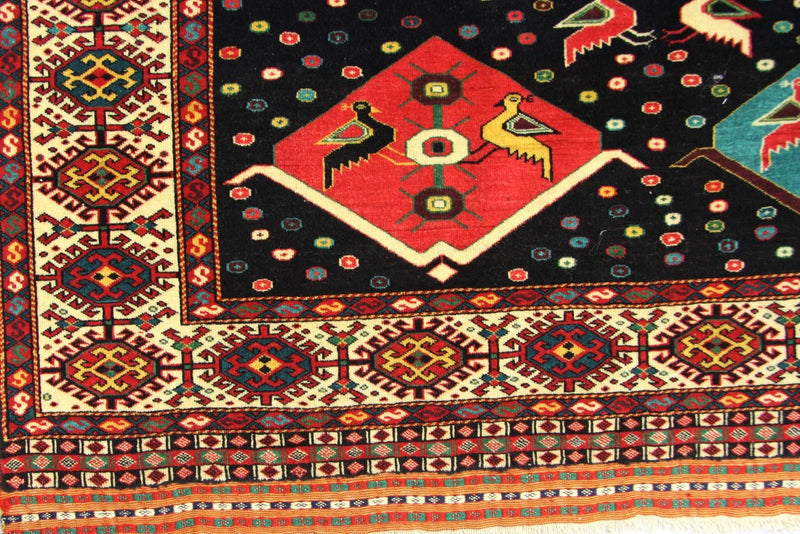 Turkaman tapijt vierkant  - 158 x 132 cm - blauw