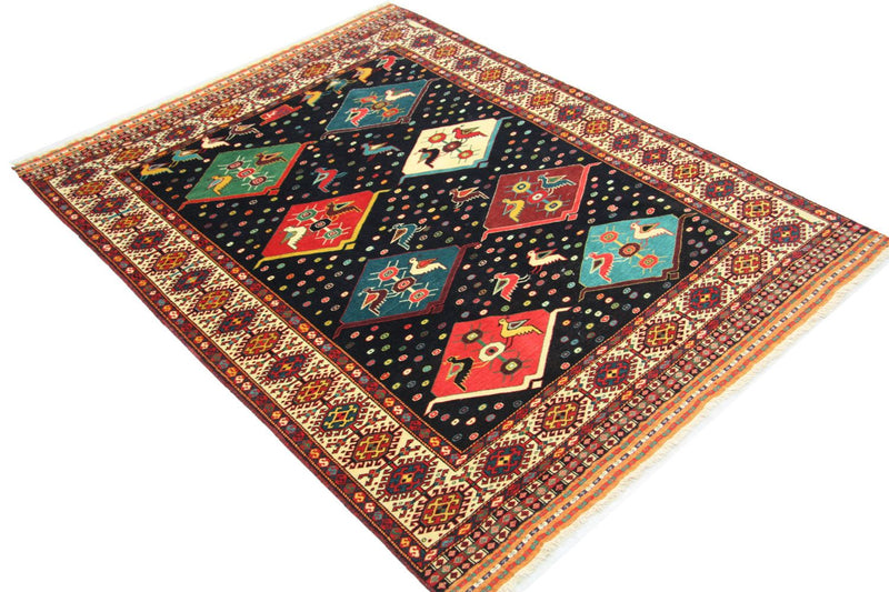 Turkaman tapijt vierkant  - 158 x 132 cm - blauw