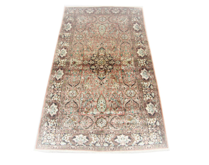 Zijden tapijt - Kashmir Silk - 164 x 91 cm - bruin