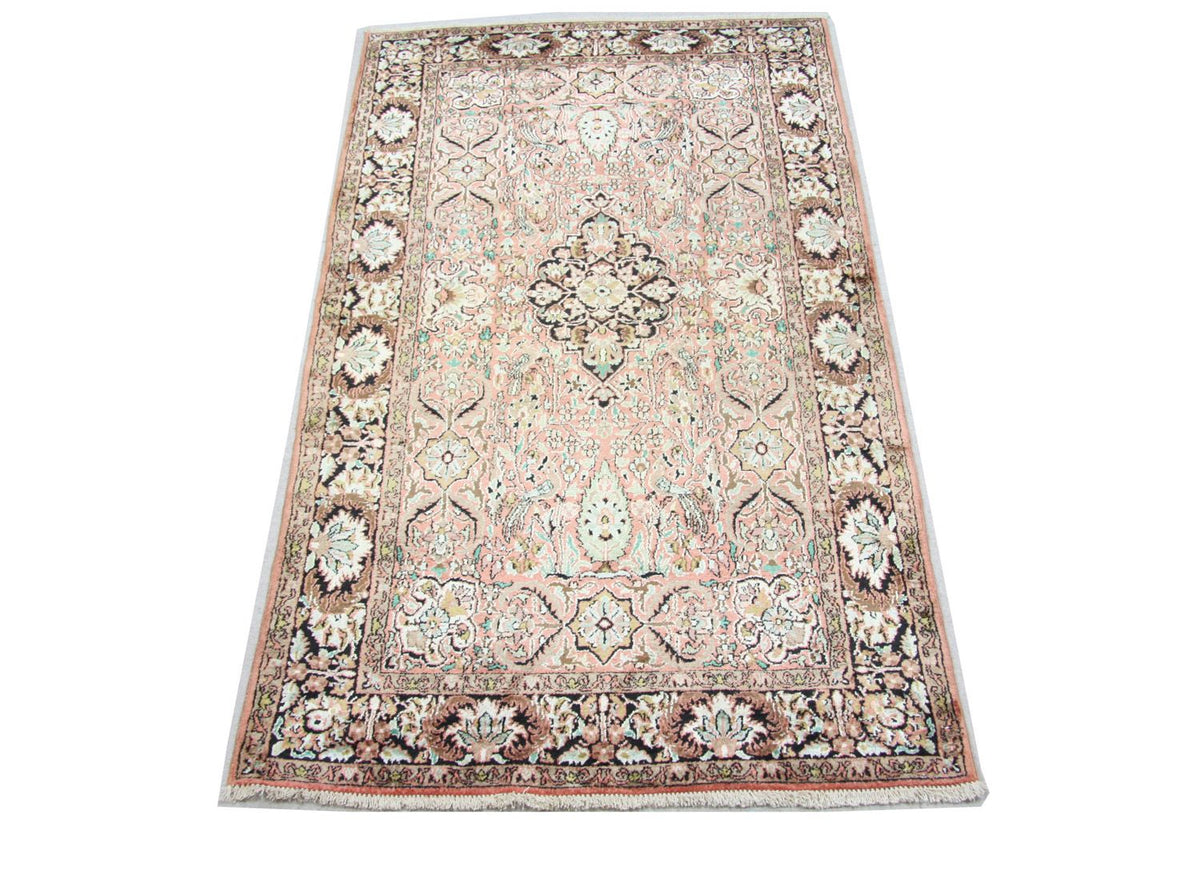 Zijden tapijt - Kashmir Silk - 164 x 91 cm - bruin