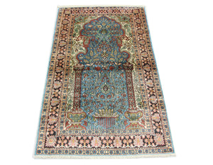Zijden tapijt - Kashmir Silk - 156 x 90 cm - blauw