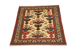 Afghaans tapijt - 135 x 114 cm - beige