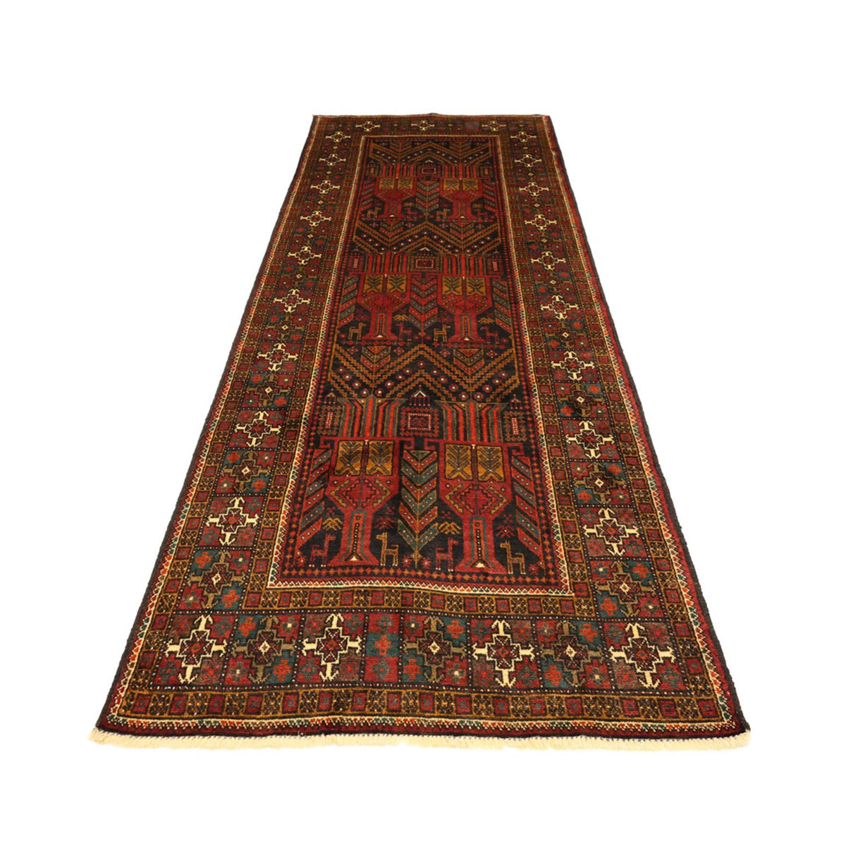 Loper Baluch tapijt - 297 x 107 cm - donkerrood