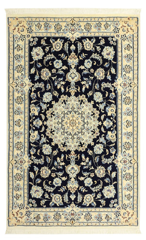 Perzisch tapijt - Nain - Koninklijk - Koninklijke - 136 x 86 cm - donkerblauw