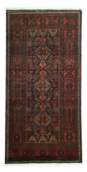 Loper Baluch tapijt - 190 x 99 cm - donkerrood