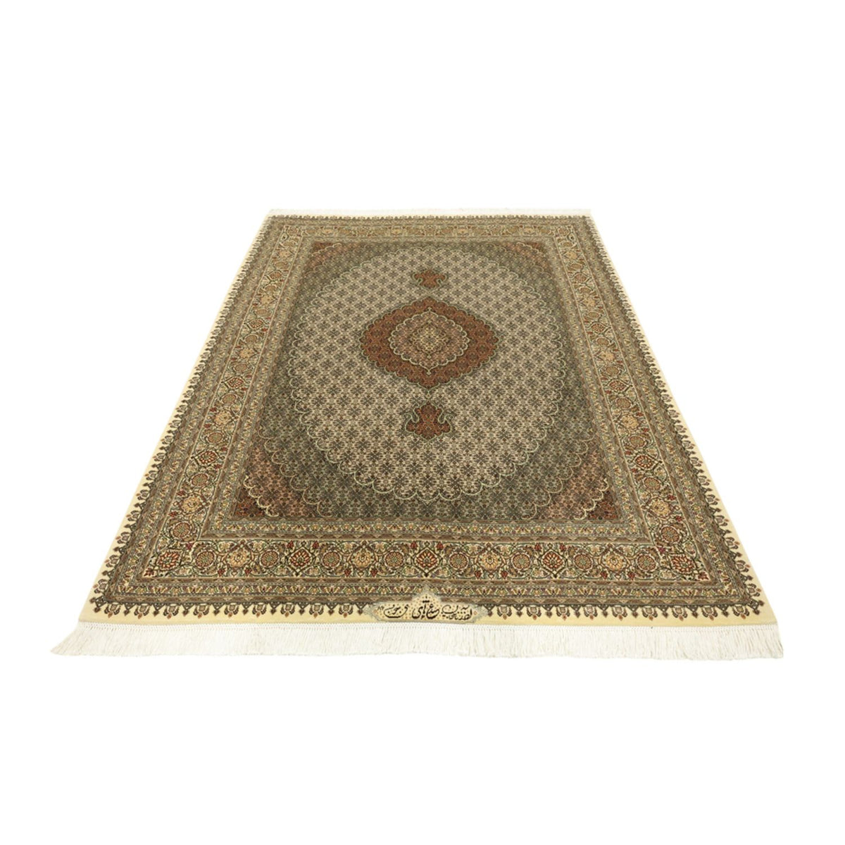 Perzisch tapijt - Tabriz - Royal - Koninklijke - 197 x 154 cm - donker beige
