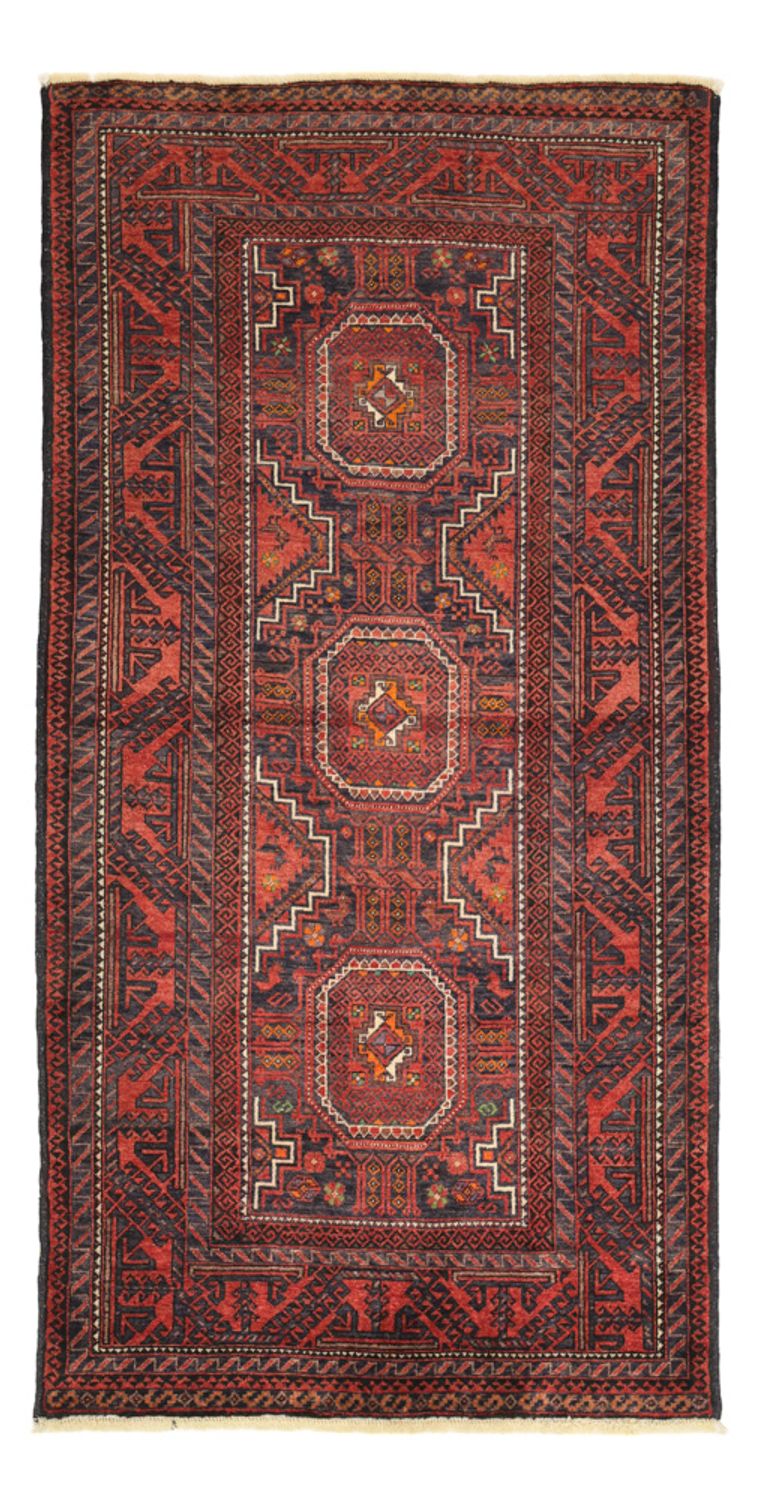 Loper Baluch tapijt - 194 x 98 cm - donkerrood
