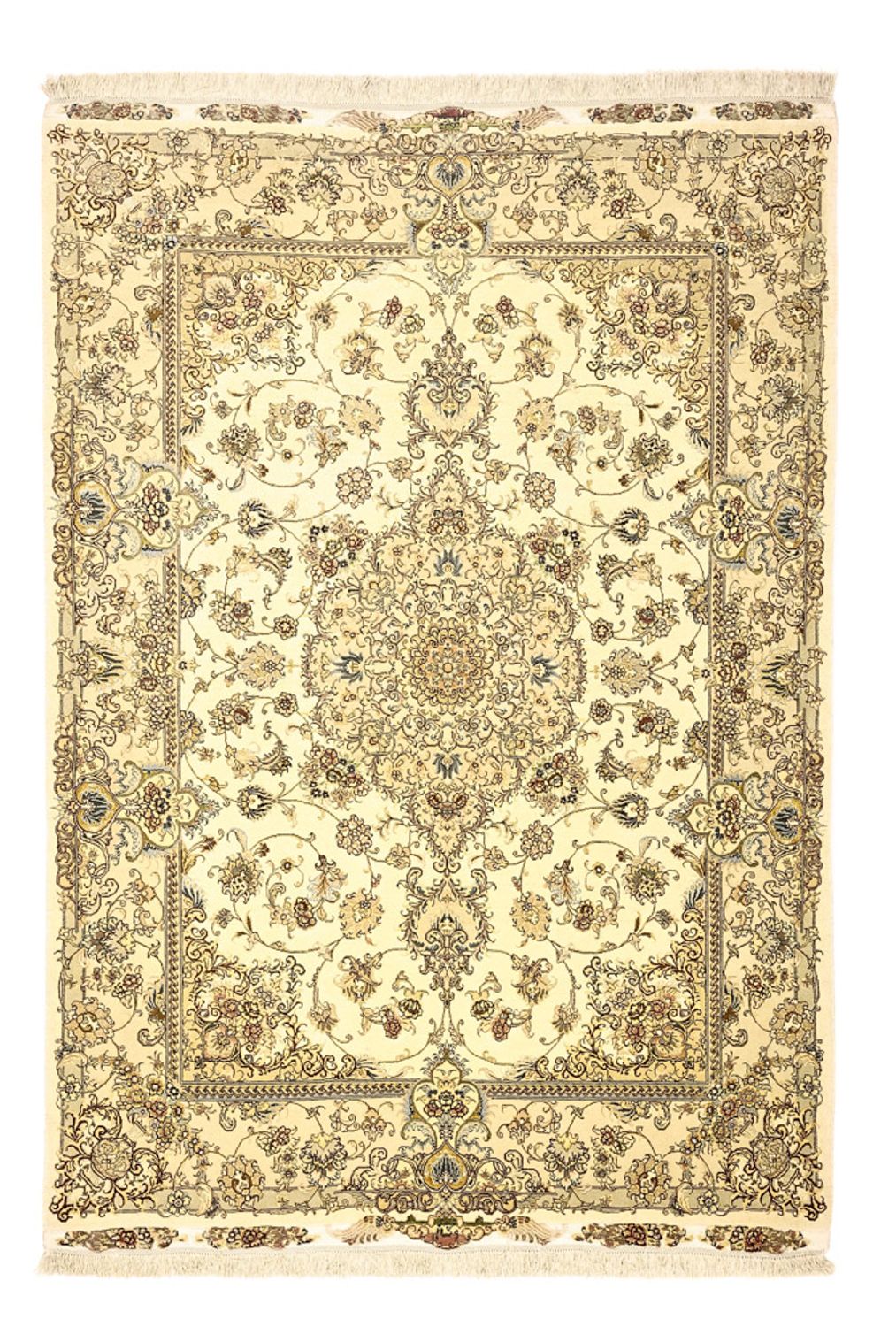 Perzisch tapijt - Tabriz - Premium - Zijden halsketting - 206 x 145 cm - beige