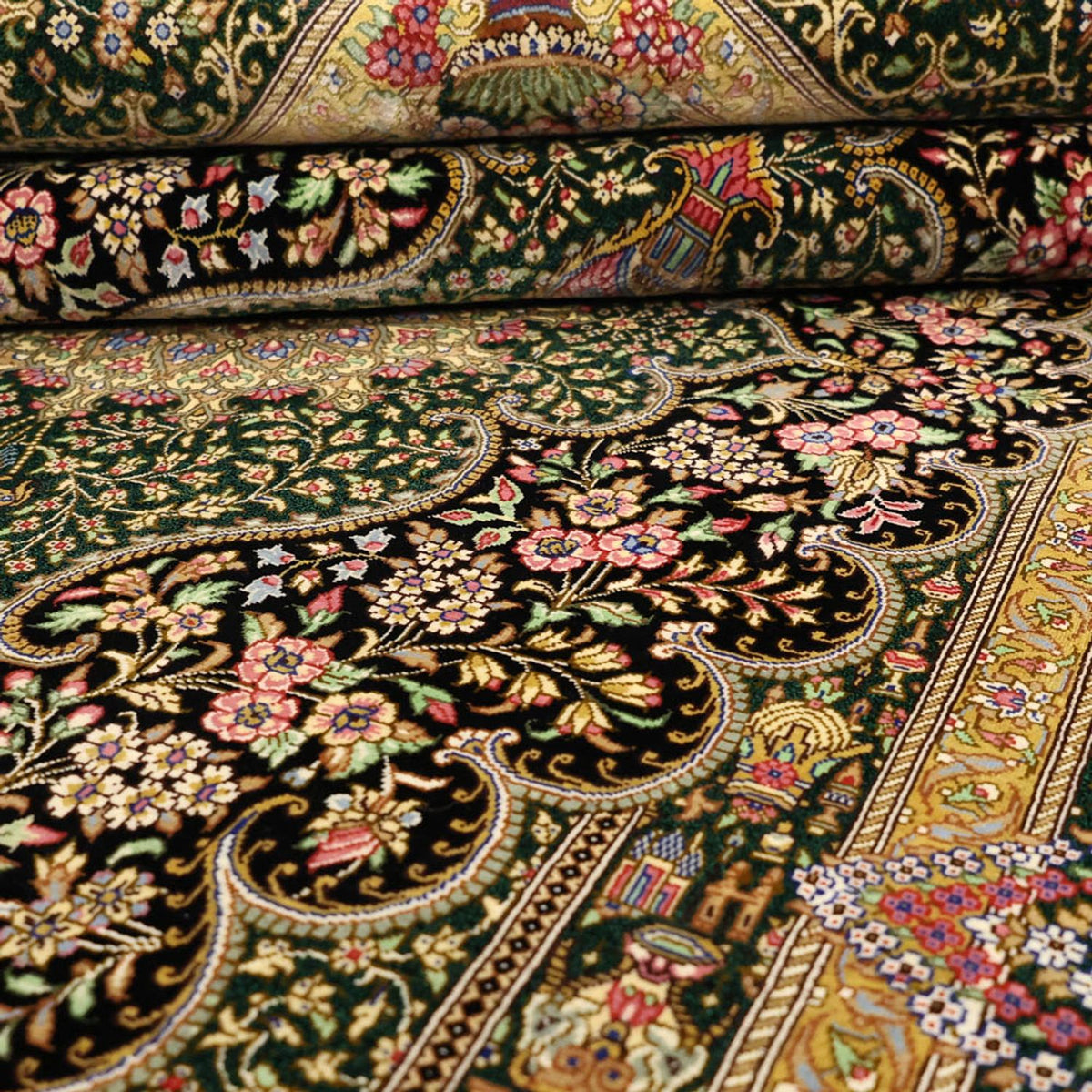 Perzisch tapijt - Ghom - Koninklijke - 156 x 99 cm - donker beige