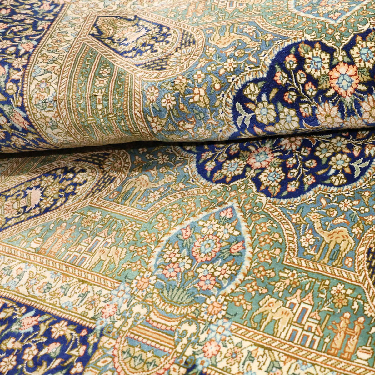 Perzisch tapijt - Ghom - Koninklijke - 126 x 76 cm - veelkleurig