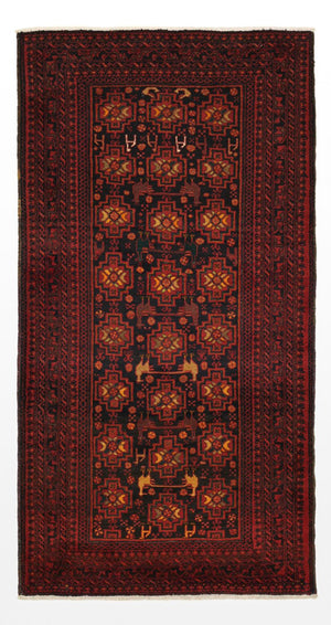 Loper Baluch tapijt - 192 x 100 cm - donkerrood