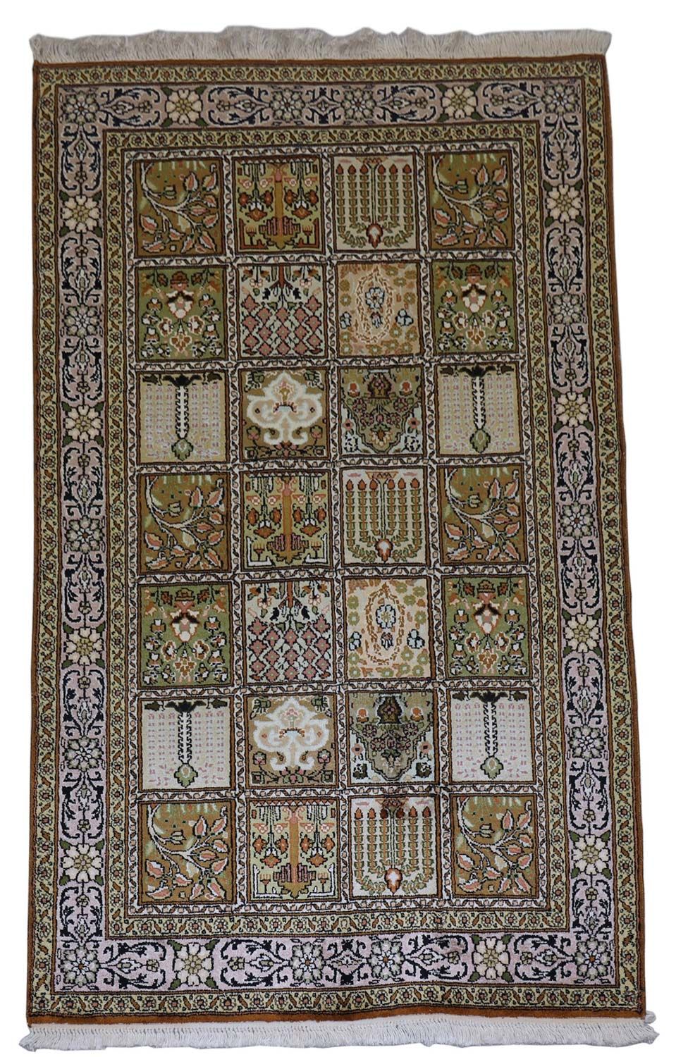 Zijden tapijt - Kashmir Silk - 152 x 90 cm - bruin