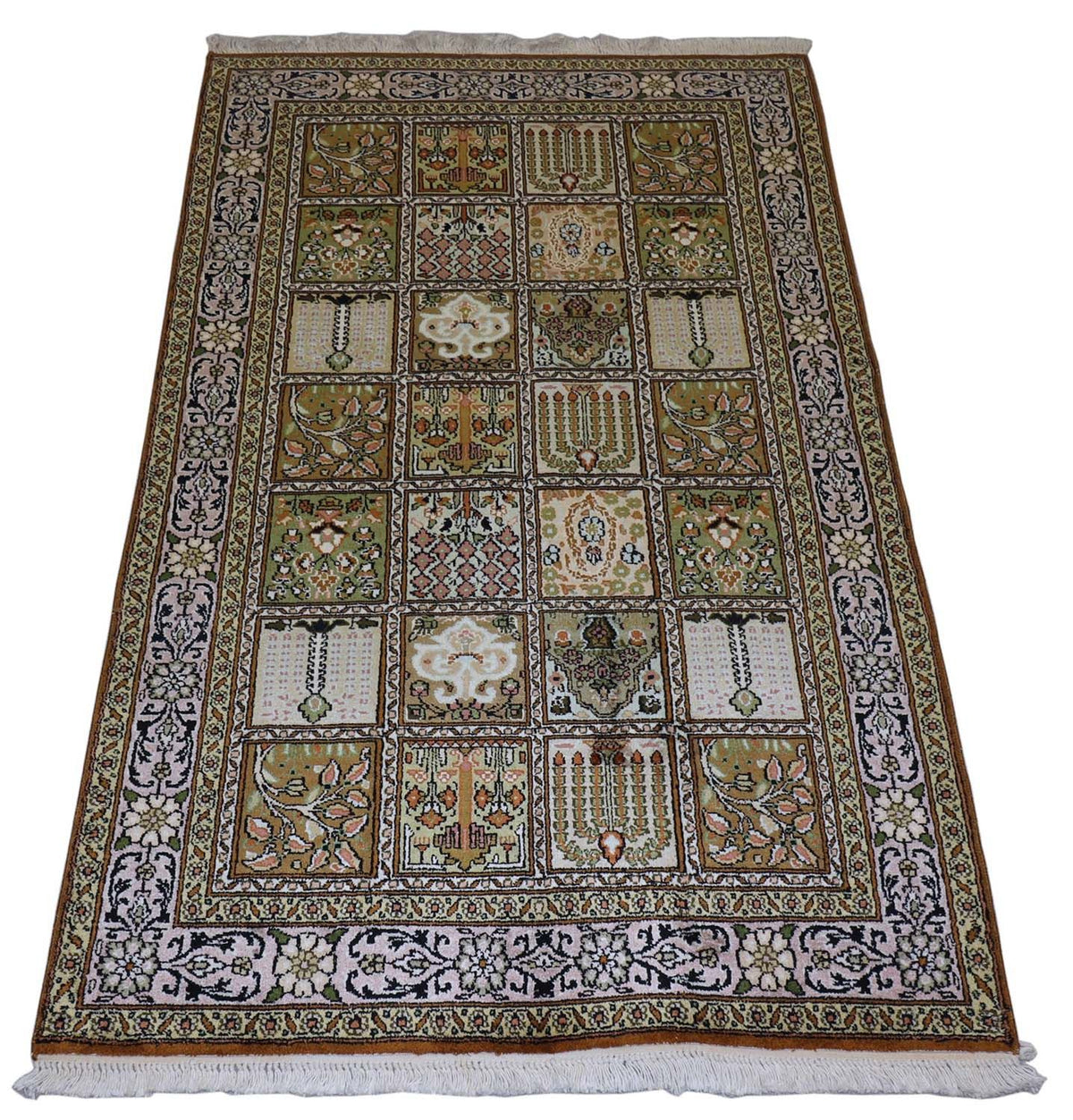 Zijden tapijt - Kashmir Silk - 152 x 90 cm - bruin