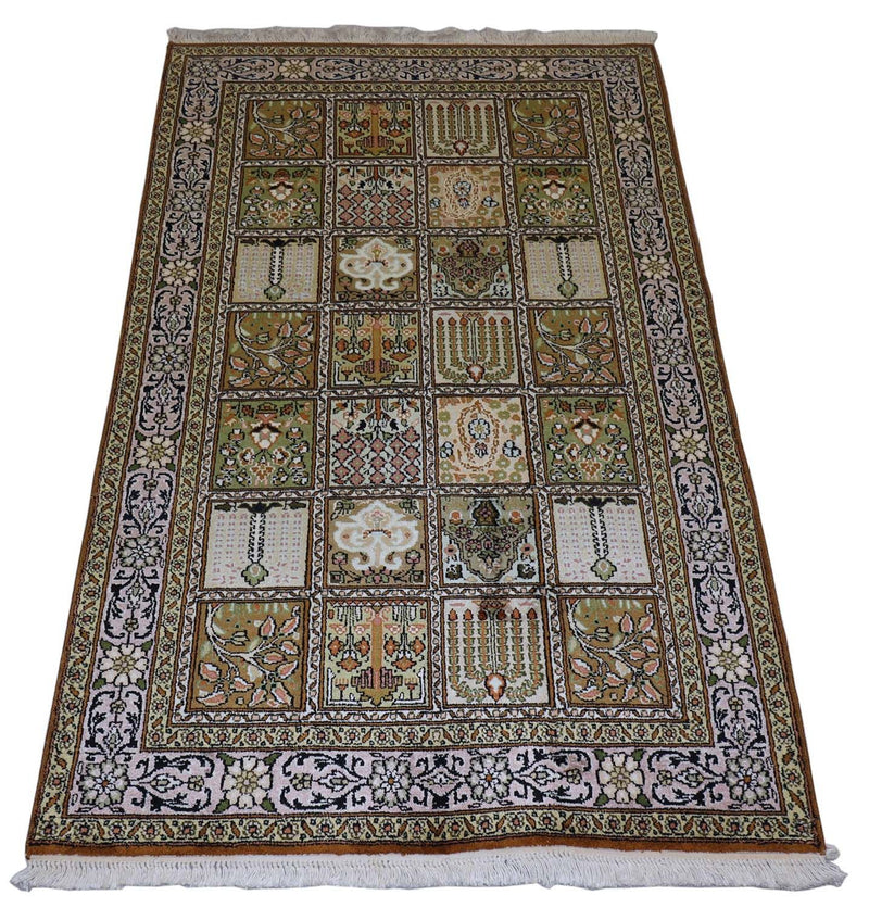 Zijden tapijt - Kashmir Silk - 152 x 90 cm - bruin
