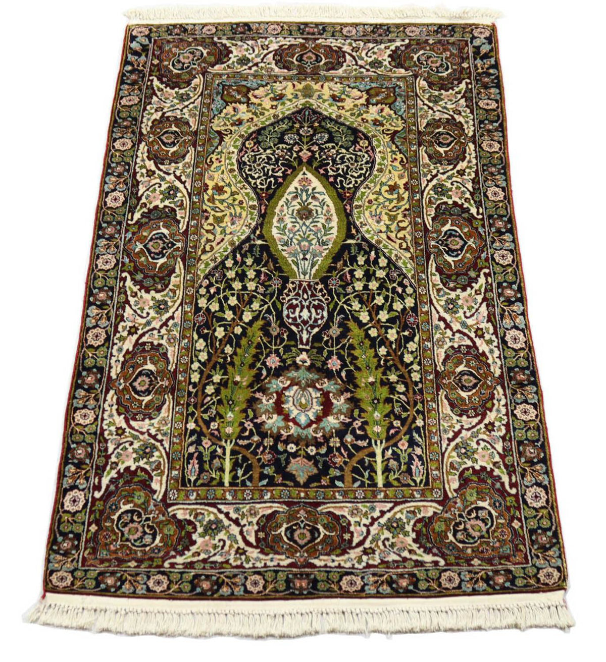 Zijden tapijt - Kashmir Silk - 152 x 98 cm - zwart