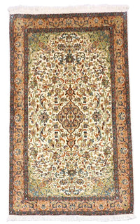 Zijden tapijt - Kashmir Silk - 155 x 99 cm - beige