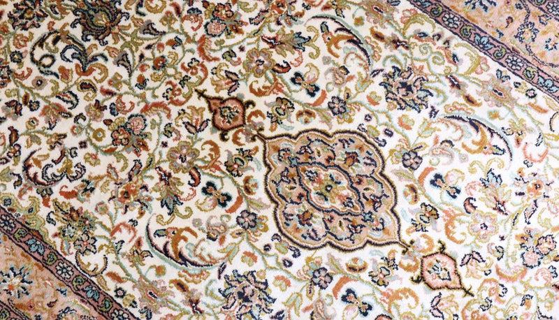 Zijden tapijt - Kashmir Silk - 155 x 99 cm - beige