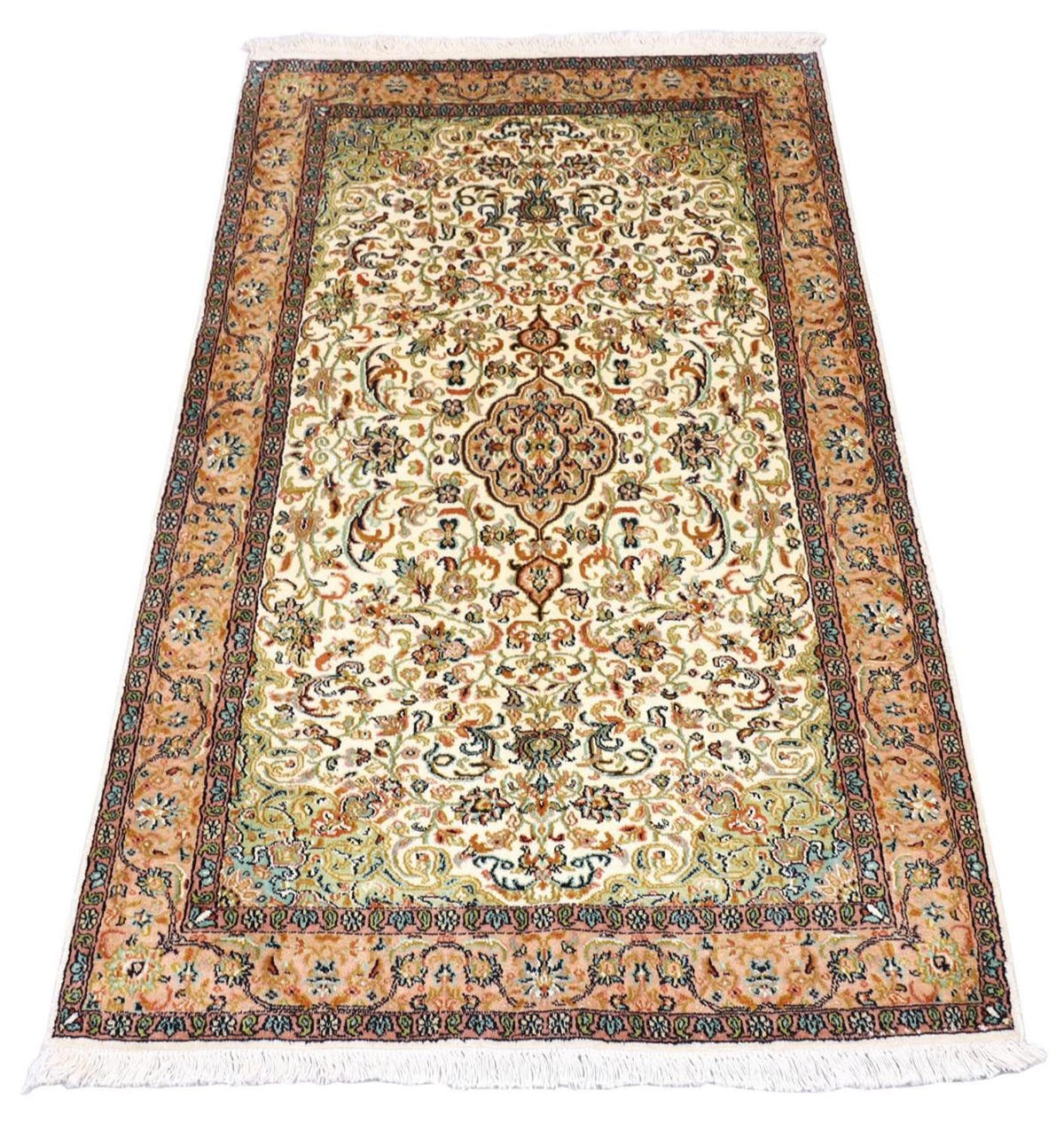 Zijden tapijt - Kashmir Silk - 155 x 99 cm - beige