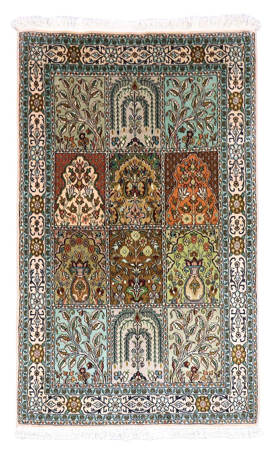 Zijden tapijt - Kashmir Silk - 151 x 95 cm - turkoois