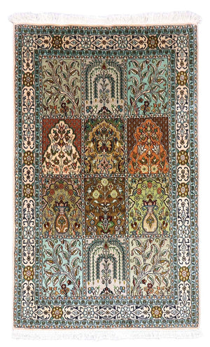 Zijden tapijt - Kashmir Silk - 151 x 95 cm - turkoois