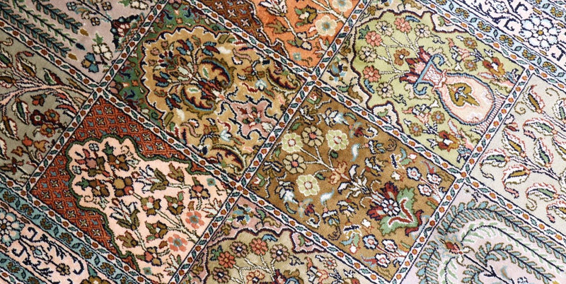 Zijden tapijt - Kashmir Silk - 151 x 95 cm - turkoois
