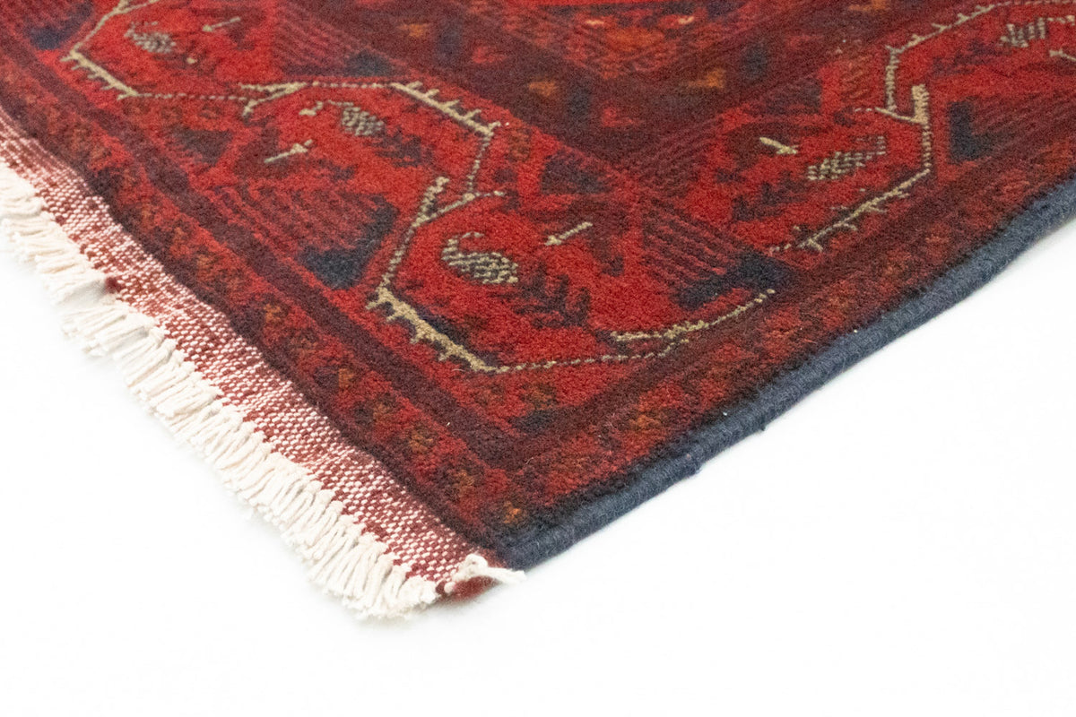 Loper Afghaans tapijt - Kunduz - 299 x 86 cm - donkerrood