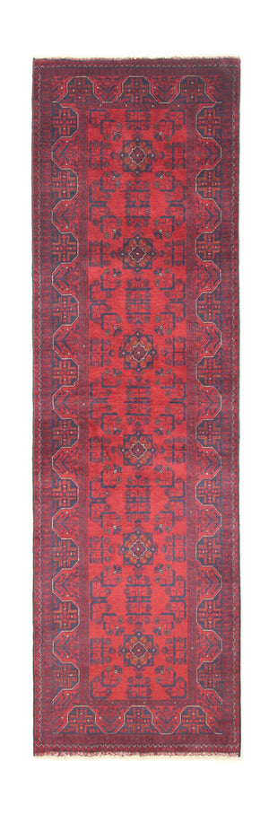 Loper Afghaans tapijt - Kunduz - 287 x 83 cm - donkerrood