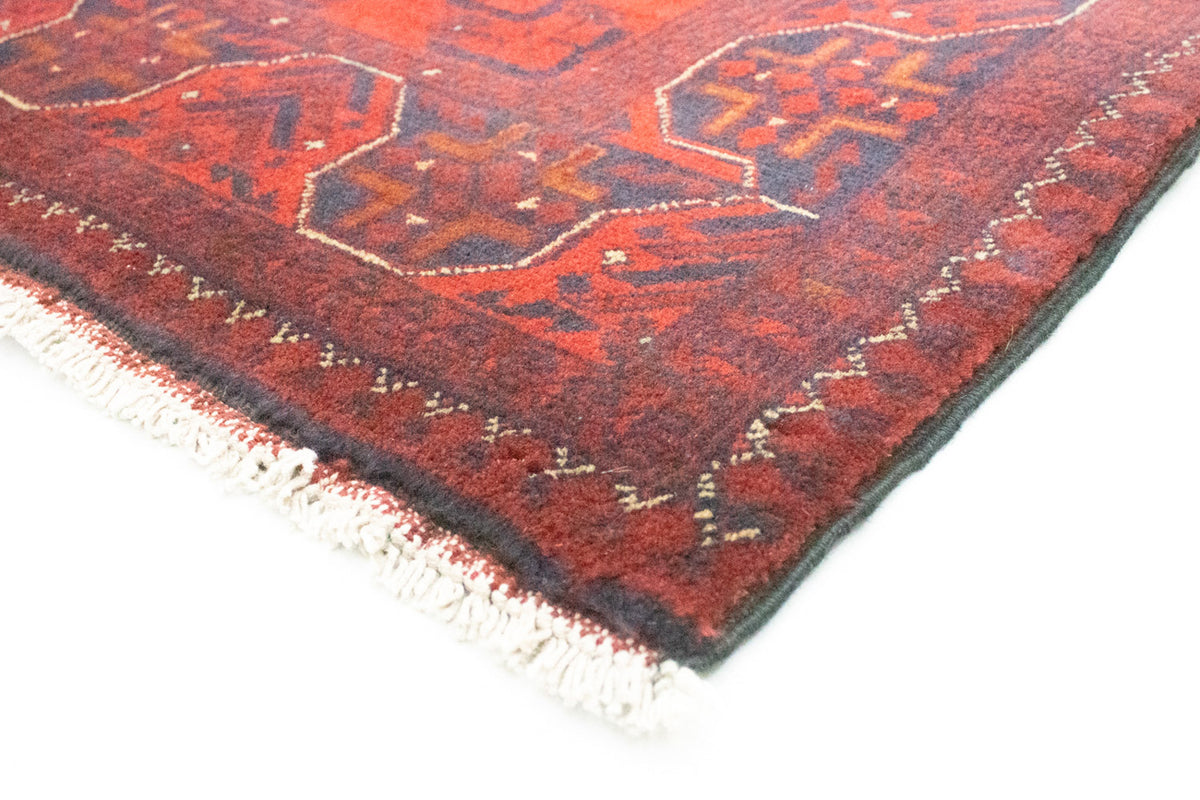 Loper Afghaans tapijt - Kunduz - 287 x 83 cm - donkerrood