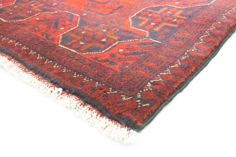 Loper Afghaans tapijt - Kunduz - 287 x 83 cm - donkerrood