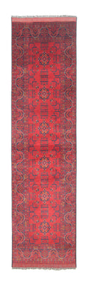 Loper Afghaans tapijt - Kunduz - 294 x 80 cm - rood