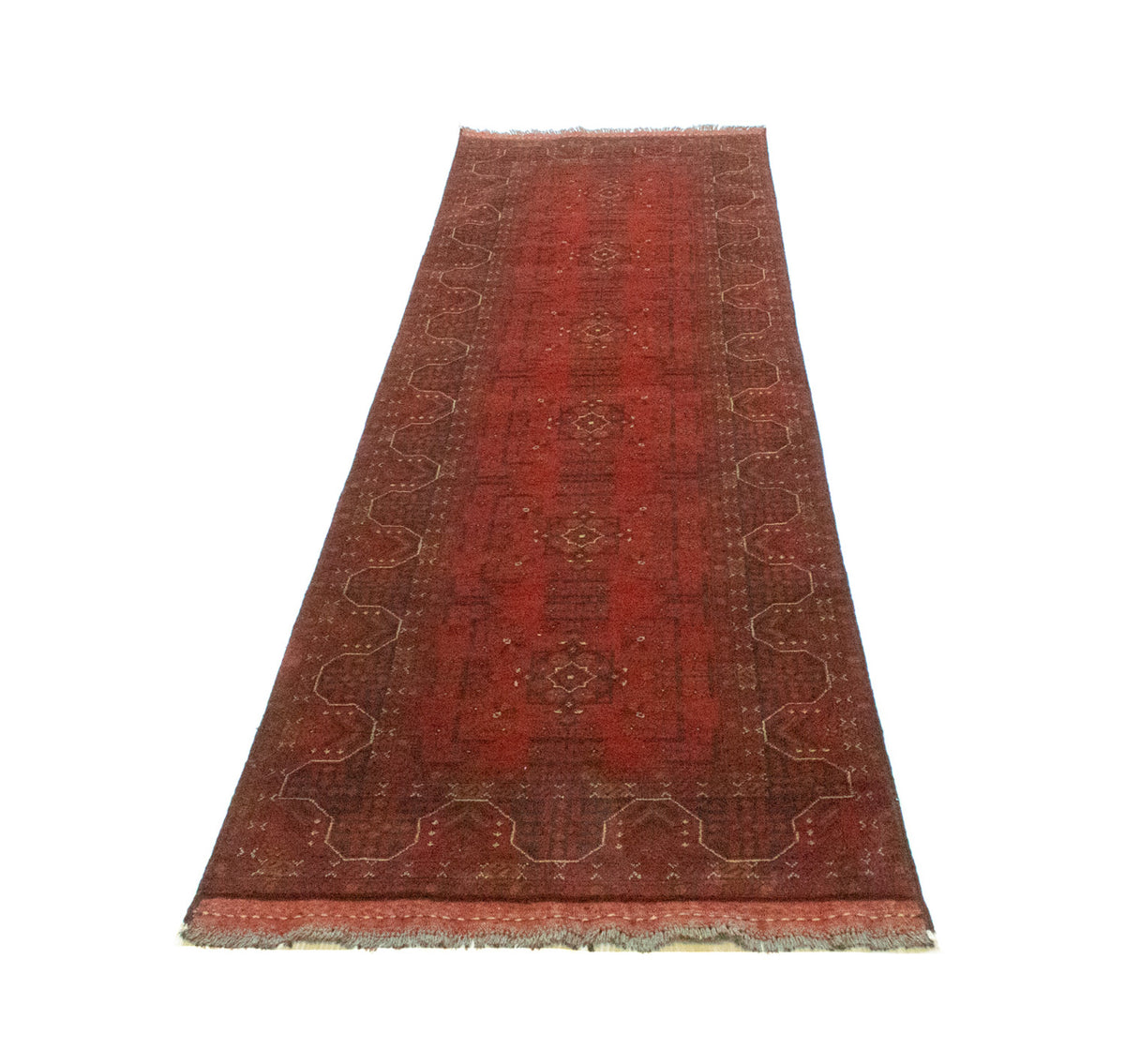 Loper Afghaans tapijt - Kunduz - 294 x 80 cm - rood
